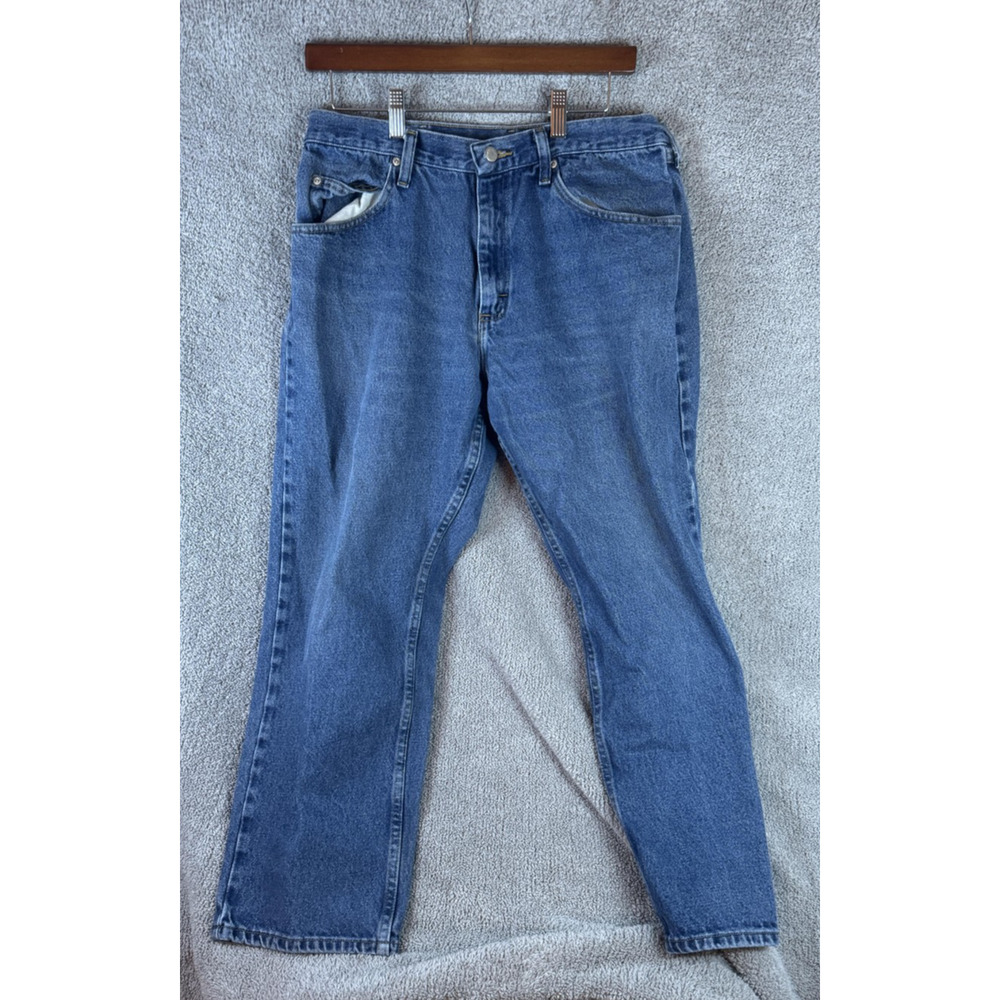 Wrangler Jeans Mens 34x29 Blue Relaxed Fit Denim Five Pocket Zip Fly 975-60WDR